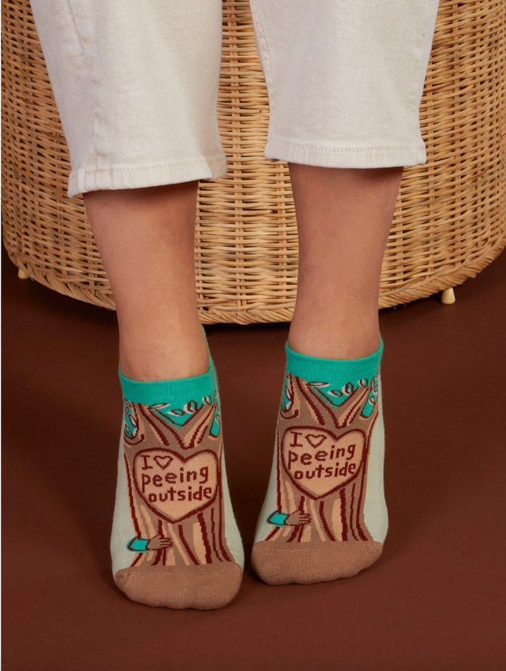 Peeing Outside Sneaker Socks Funny Socks by BlueQ