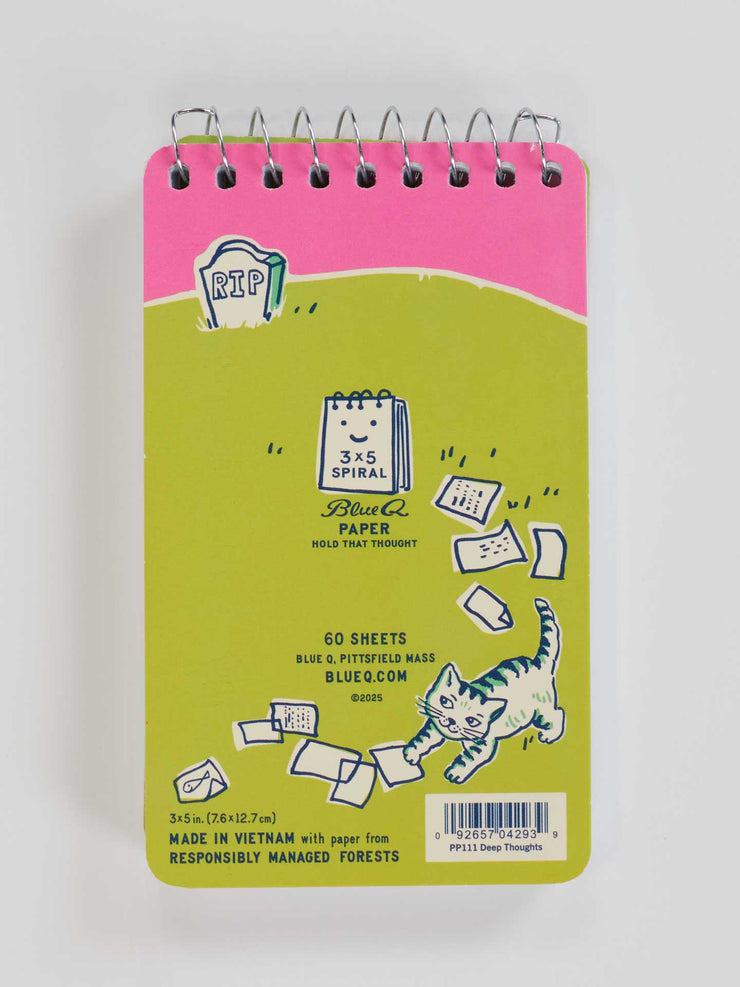 Deep Thoughts For My Cat To Inherit When I Die  - Spiral Notebook by Blue Q