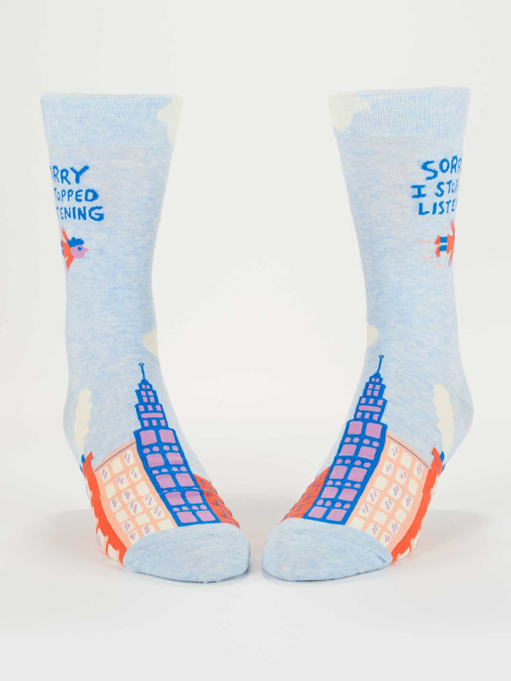 Sorry I Stopped Listening Men's Crew Socks BlueQ
