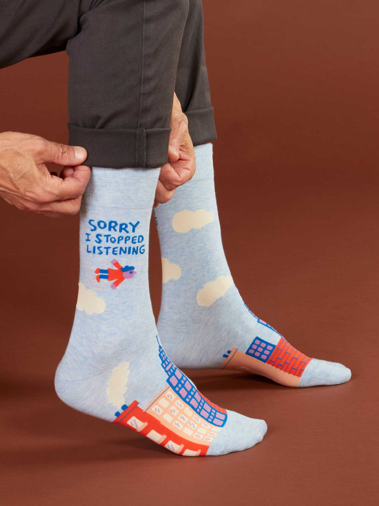 Sorry I Stopped Listening Men's Crew Socks BlueQ