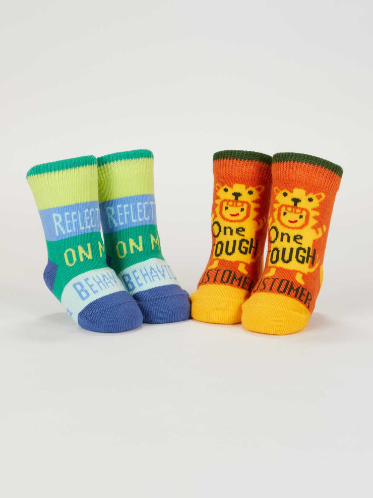 One Tough Customer/ Reflecting On My Behavior - Baby Socks Set BlueQ