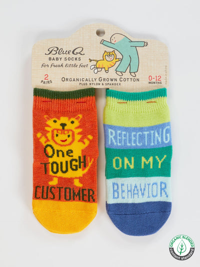One Tough Customer/ Reflecting On My Behavior - Baby Socks Set BlueQ