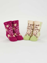 The Camera Loves Me/ I Got One Brewing - Baby Socks Set BlueQ