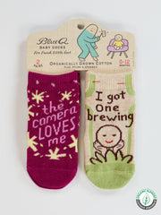 The Camera Loves Me/ I Got One Brewing - Baby Socks Set BlueQ