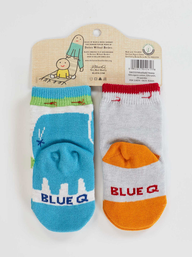 Little Meatball/ I Get Heavy - Baby Socks Set BlueQ