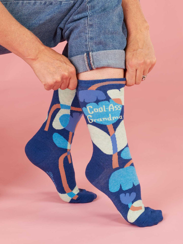Cool-A** Grandma Women's Crew Socks BlueQ
