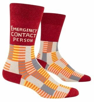 Blue Q Emergency Contact - Men's Crew Socks Quirksy gifts australia