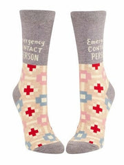 Blue Q Emergency Contact - Women's Crew Socks - Blue Q Quirksy gifts australia