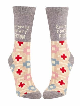 Blue Q Emergency Contact - Women's Crew Socks - Blue Q Quirksy gifts australia