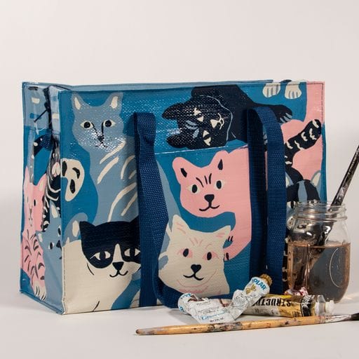 Happy Cats Shoulder Tote – Quirky Cat Gift (BlueQ) – Quirksy