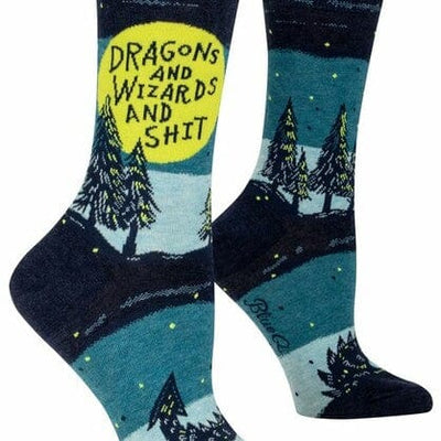 Blue Q Ladies Crew Sock - Dragons & Wizards & Shit Quirksy gifts australia