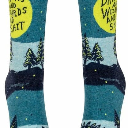 Blue Q Ladies Crew Sock - Dragons & Wizards & Shit Quirksy gifts australia