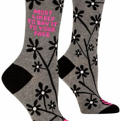 Blue Q Ladies Crew Sock - Say It To Your Face Quirksy gifts australia