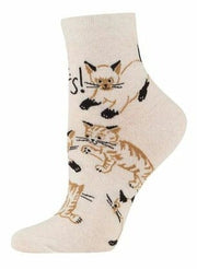 Quirksy Holy Shit. Cats! - Women's Ankle Socks - Blue Q Quirksy gifts australia