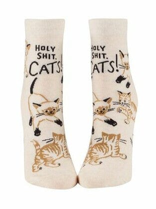 Quirksy Holy Shit. Cats! - Women's Ankle Socks - Blue Q Quirksy gifts australia