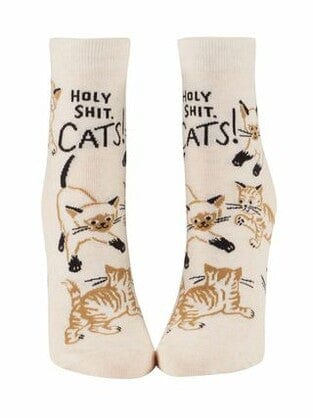 Quirksy Holy Shit. Cats! - Women's Ankle Socks - Blue Q Quirksy gifts australia