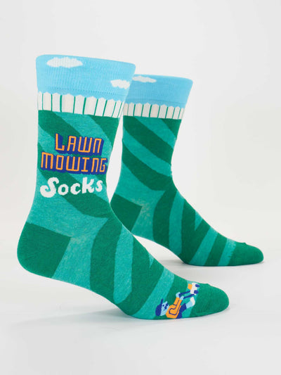 Lawn Mowing Men's Crew Socks BlueQ