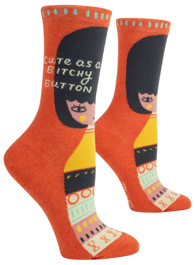 Blue Q B*tchy Button - Women's Crew Socks - BlueQ Quirksy gifts australia