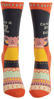 Blue Q B*tchy Button - Women's Crew Socks - BlueQ Quirksy gifts australia