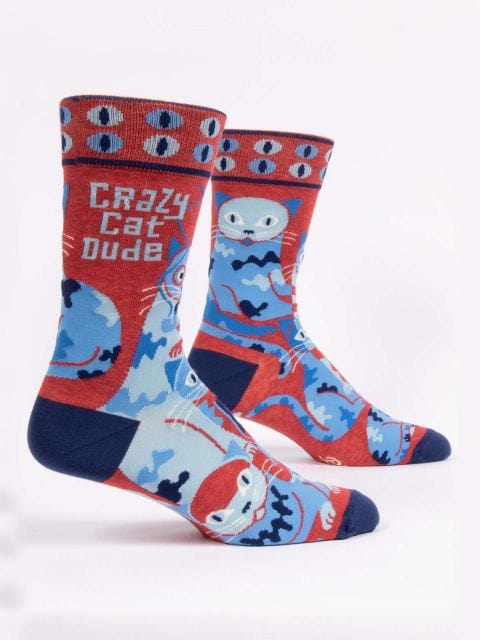 Blue Q Crazy Cat Dude - Men's Crew Socks - BlueQ Quirksy gifts australia