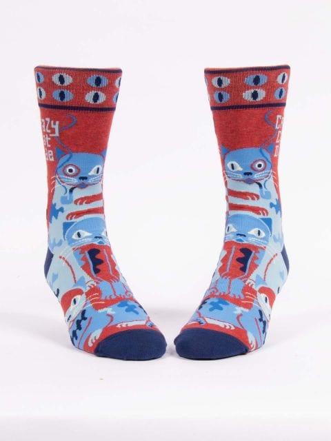 Blue Q Crazy Cat Dude - Men's Crew Socks - BlueQ Quirksy gifts australia