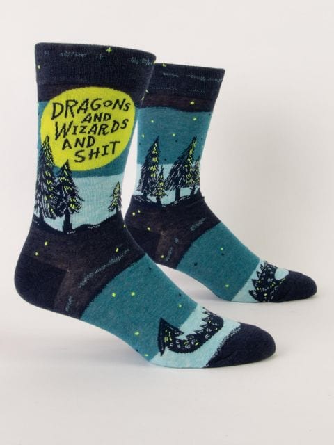 Blue Q Dragons And Wizards And Shit - Men's Crew Socks - BlueQ Quirksy gifts australia