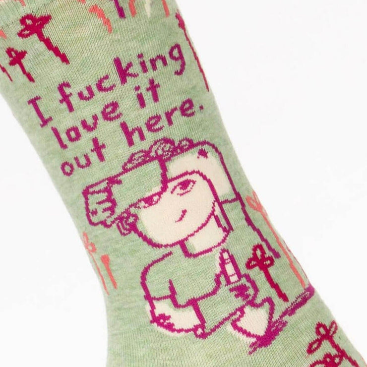 Blue Q I F*CKING LOVE IT OUT HERE - Women's Crew Socks - BlueQ Quirksy gifts australia