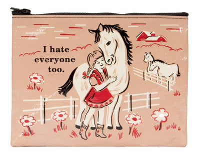 Blue Q I Hate Everyone Too Zipper Pouch Quirksy gifts australia
