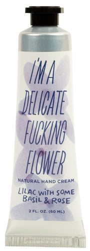 Blue Q I'm a Delicate F**king Flower - Lilac with some Basil & Rose hand cream Quirksy gifts australia