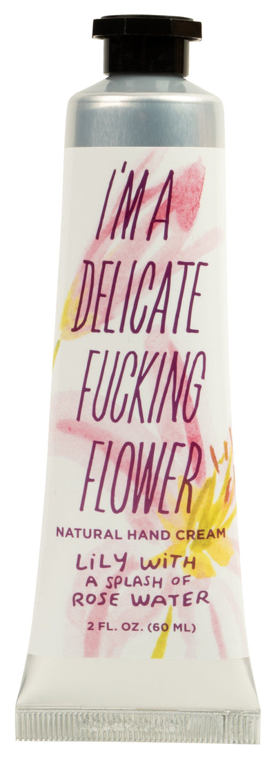 Blue Q I'm a Delicate F**king Flower - Lily with a splash of Rose Water hand cream Quirksy gifts australia