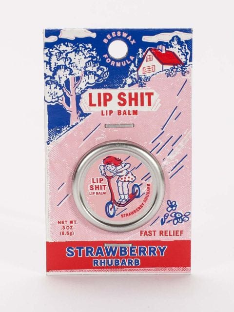 Blue Q Lip Shit Lip Balm-Strawberry Rhubarb Quirksy gifts australia