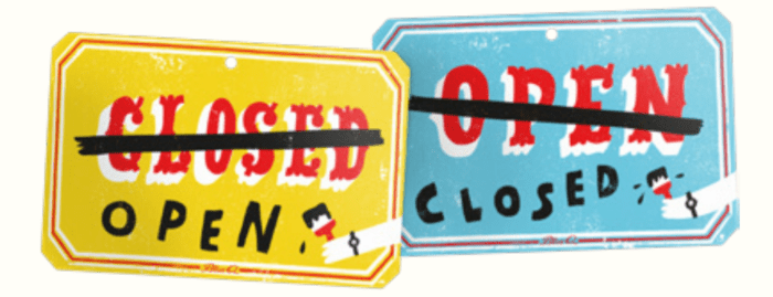 OPEN/CLOSED Funny Door Sign for Shop & Home (BlueQ) – Quirksy