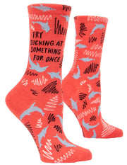Blue Q Sucking at Something Crew Socks - Women's Socks Quirksy gifts australia