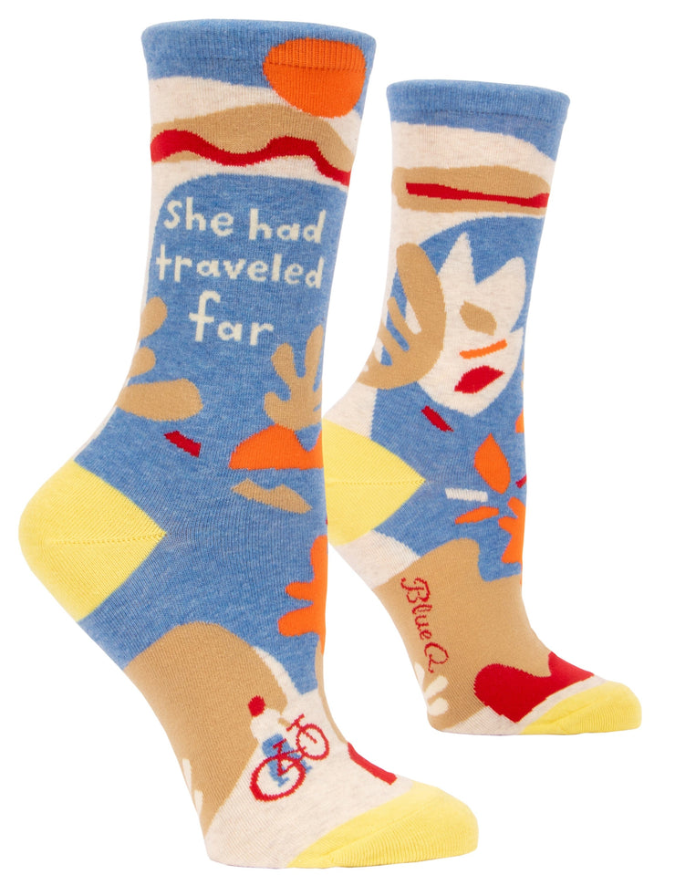 Blue Q Traveled Far Crew Socks - Women's Socks Quirksy gifts australia