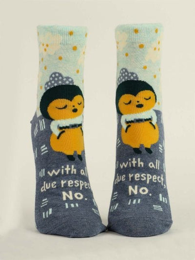 Blue Q With All Due Respect No. - Women Ankle Socks Quirksy gifts australia