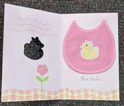 Carlton Cards A Baby Bib to Welcome your new little girl Card Quirksy gifts australia