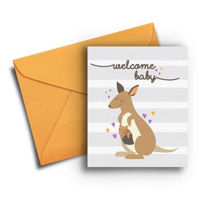 Fresh Frances ‘Welcome Baby (Kangaroo & Joey)’ - Greeting Card Quirksy gifts australia