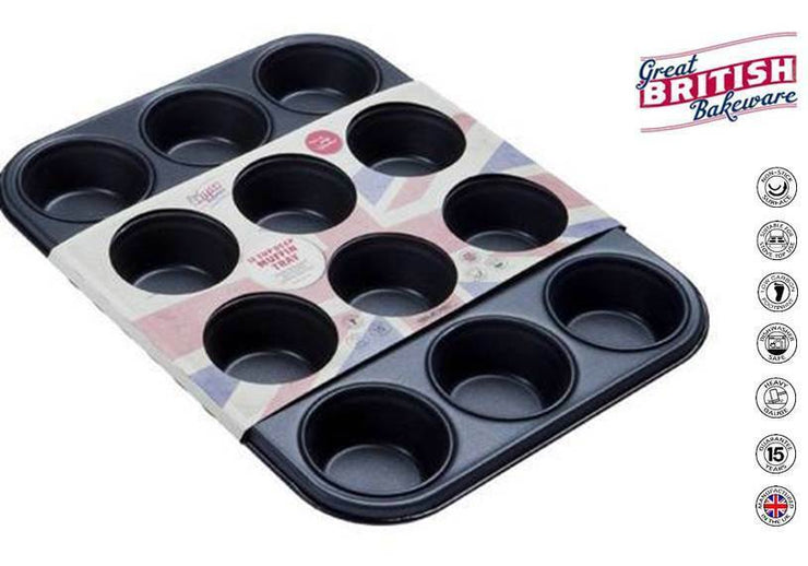 Great British Bakeware Great British Bakeware MFFN0242 Professional 12 Cup Deep Muffin Bake Tray Quirksy gifts australia