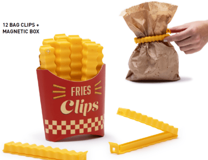 Peleg Design Fries Clips - 12 Bag Clips in a Magnetic Box Quirksy gifts australia