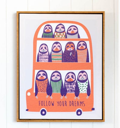 Quirksy Follow your Dreams on a Bus Canvas Art Quirksy gifts australia