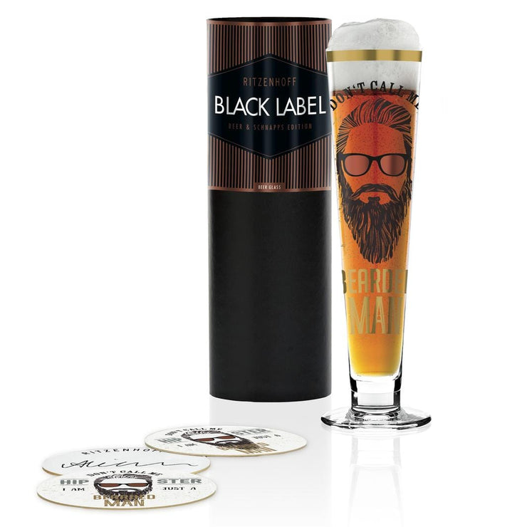 RITZENHOFF BLACK LABEL BEER GLASS by ALICE WILSON - Don't call me Bearded Man! Quirksy gifts australia