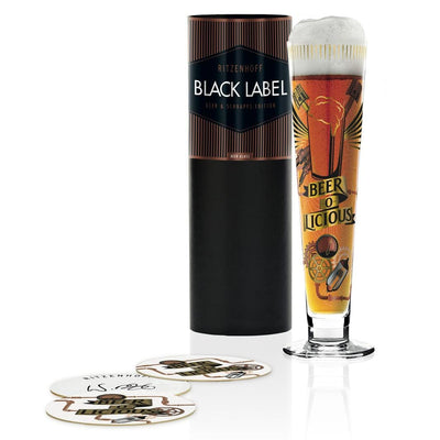 RITZENHOFF BLACK LABEL BEER GLASS by WERNER BOHR Quirksy gifts australia