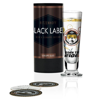 RITZENHOFF Black Label Schnapps Glass by Shari Warren - Born to Ride! Quirksy gifts australia