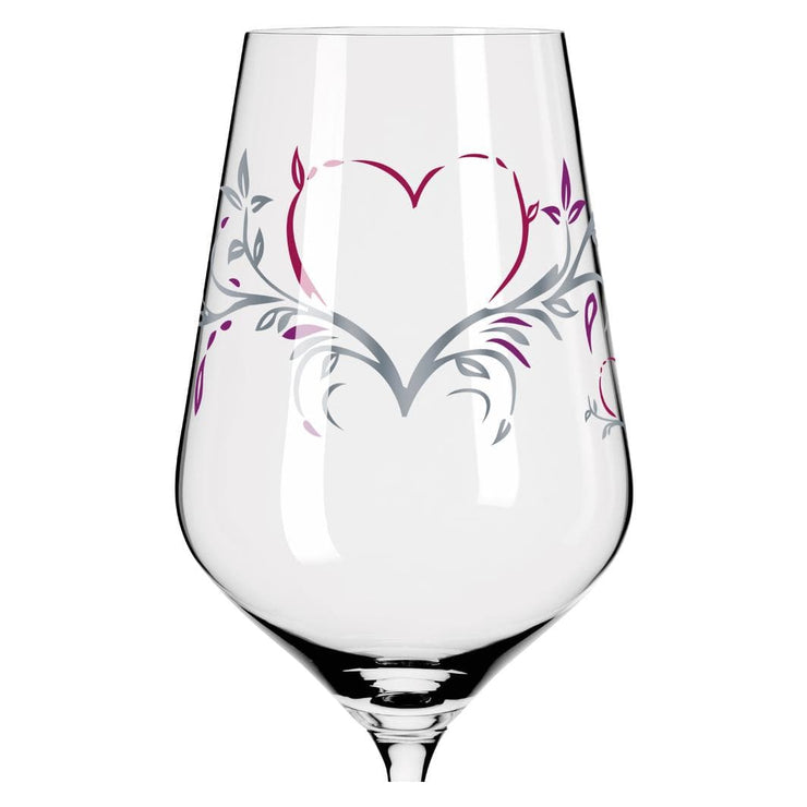 RITZENHOFF CRYSTAL HEART RED WINE GLASS by DORIAN KURZ Quirksy gifts australia