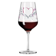 RITZENHOFF CRYSTAL HEART RED WINE GLASS by DORIAN KURZ Quirksy gifts australia