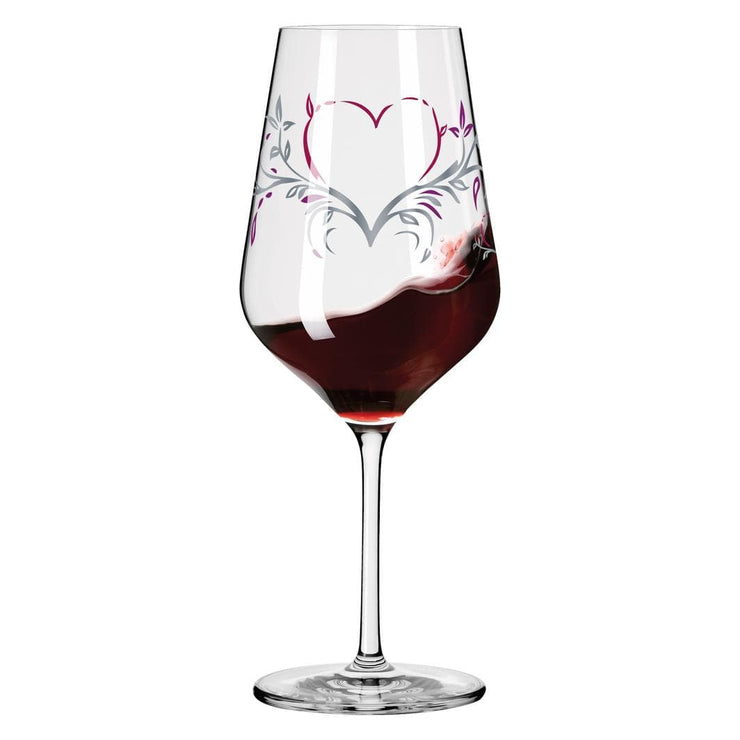 RITZENHOFF CRYSTAL HEART RED WINE GLASS by DORIAN KURZ Quirksy gifts australia