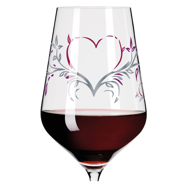 RITZENHOFF CRYSTAL HEART RED WINE GLASS by DORIAN KURZ Quirksy gifts australia