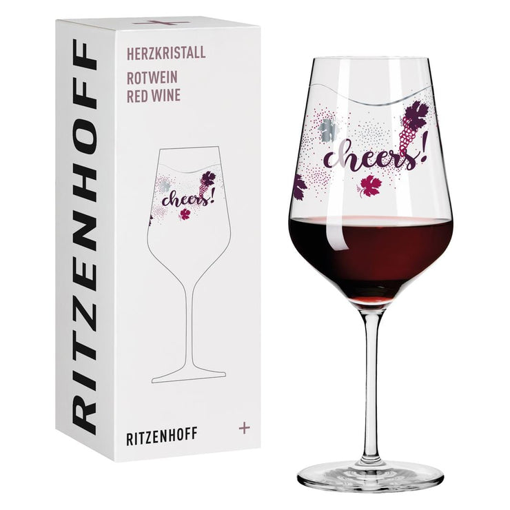 RITZENHOFF CRYSTAL HEART RED WINE GLASS by LENKA KÜHNERTOVÁ - Cheers! Quirksy gifts australia