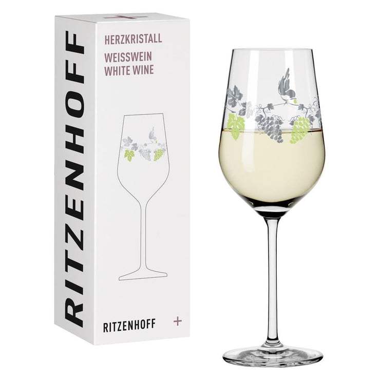 RITZENHOFF HEART CRYSTAL WHITE WINE GLASS by CONCETTA LORENZO Quirksy gifts australia