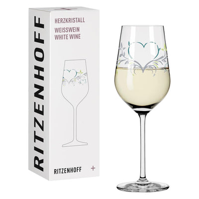 RITZENHOFF HEART CRYSTAL WHITE WINE GLASS by DORIAN KURZ Quirksy gifts australia
